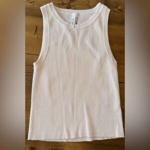 BE COOL Cream Ribbed Knit Top